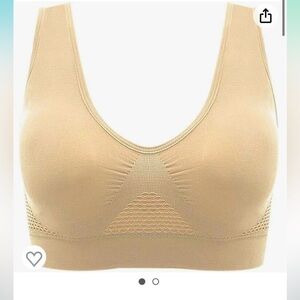 Iviestin Pullover Beige Vented Sports Casual Bra Light Removal Padding XL NWT